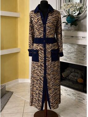 Vintage Karen T Design zebra and denim dress 1X